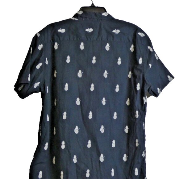 Molokai Surf Co. Men Shirt Size XL Black Pineapples Hawaiian Cotton Short Sleeve - Picture 5 of 11